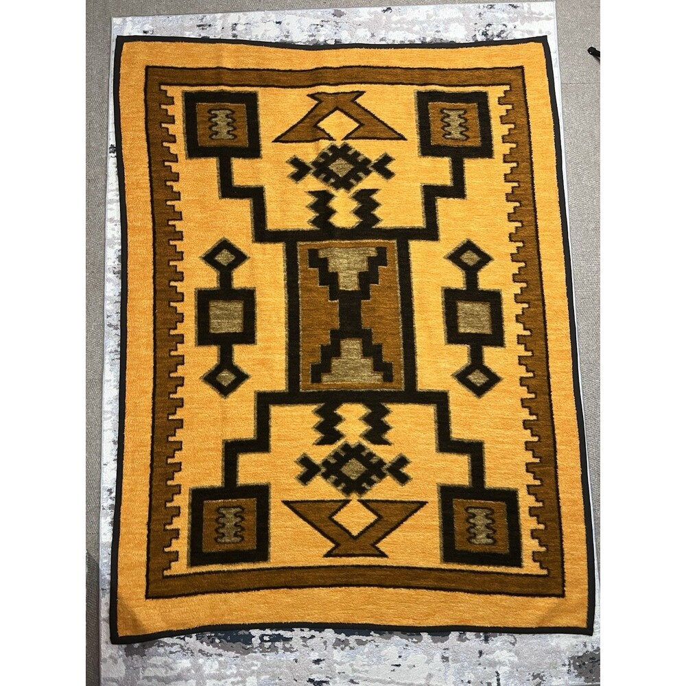 IBENA Relax Dolan Vintage Aztec Blanket 74x56 Southwest Geometric Germany